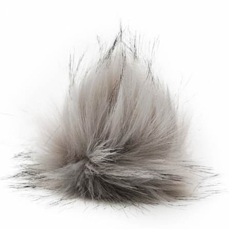 Gray faux fur pom ball