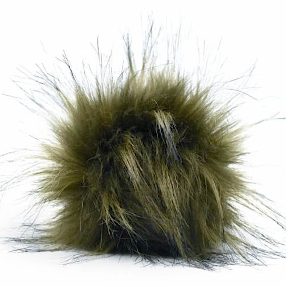 Green fuzzy faux fur pom ball 