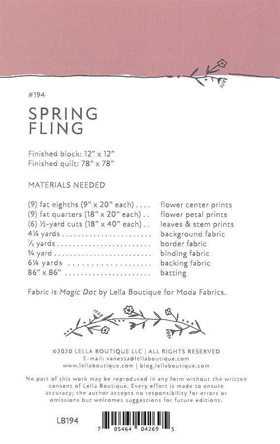 Spring Fling Pattern - LB 194 - Lella Boutique