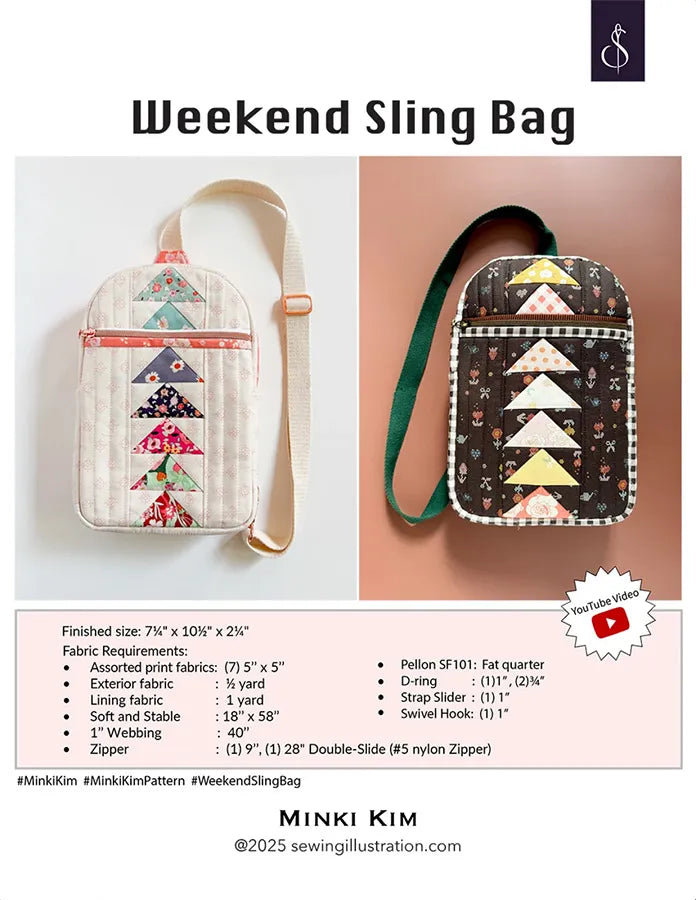 Minki Kim Weekend Sling Bag pattern with two bags on a white background