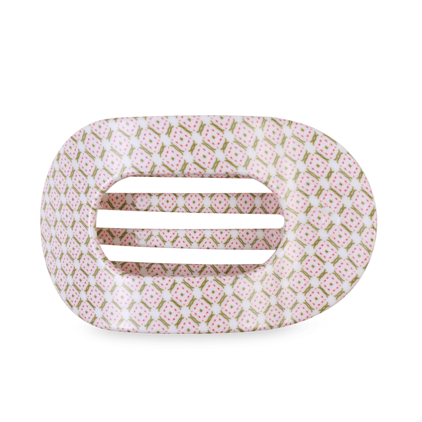 Rectangular clip with floral pattern on a white background