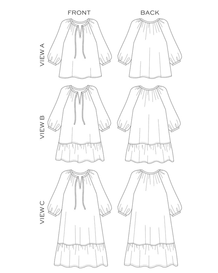 black and white drawing for dress or blouse