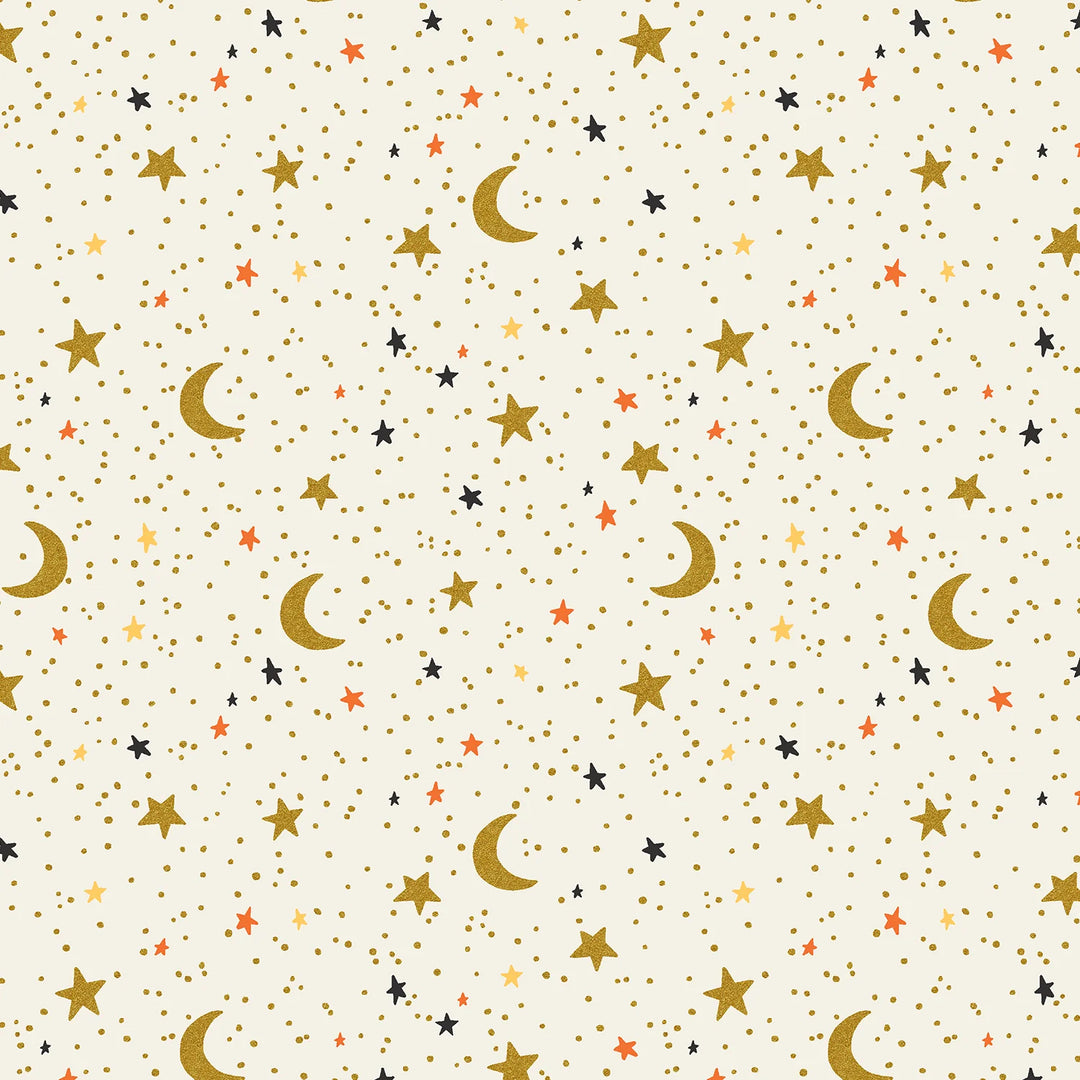 Cream background with metallic moons and stars