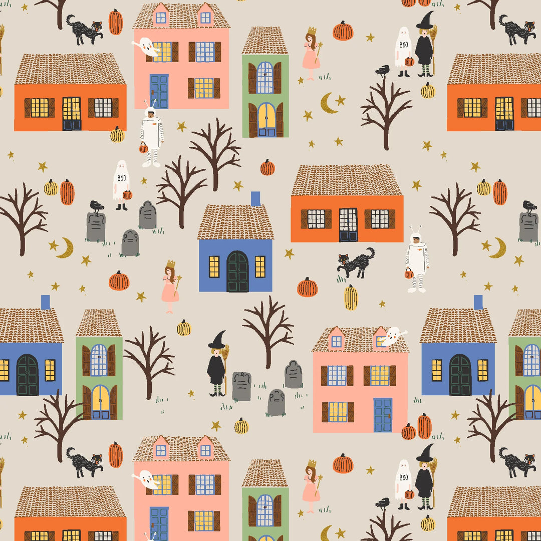 Cream background with halloween night fall scene