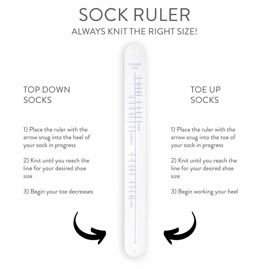 Sock Ruler - Sizing Bracelet Ruler - White