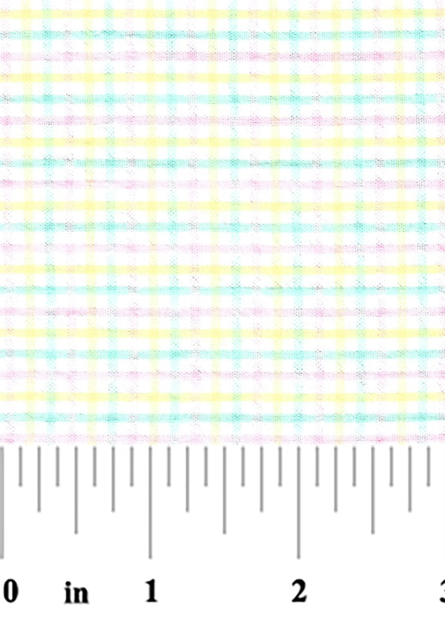 Pastel checkered pattern with a ruler at the bottom for scale.