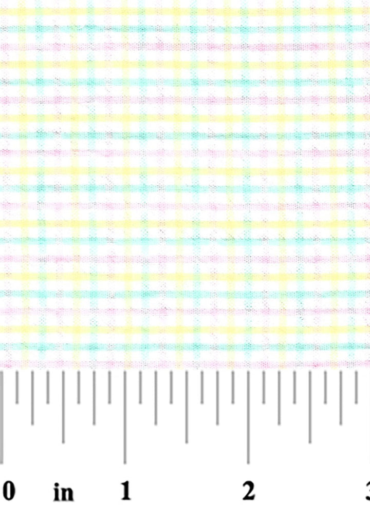 Pastel checkered pattern with a ruler at the bottom for scale.