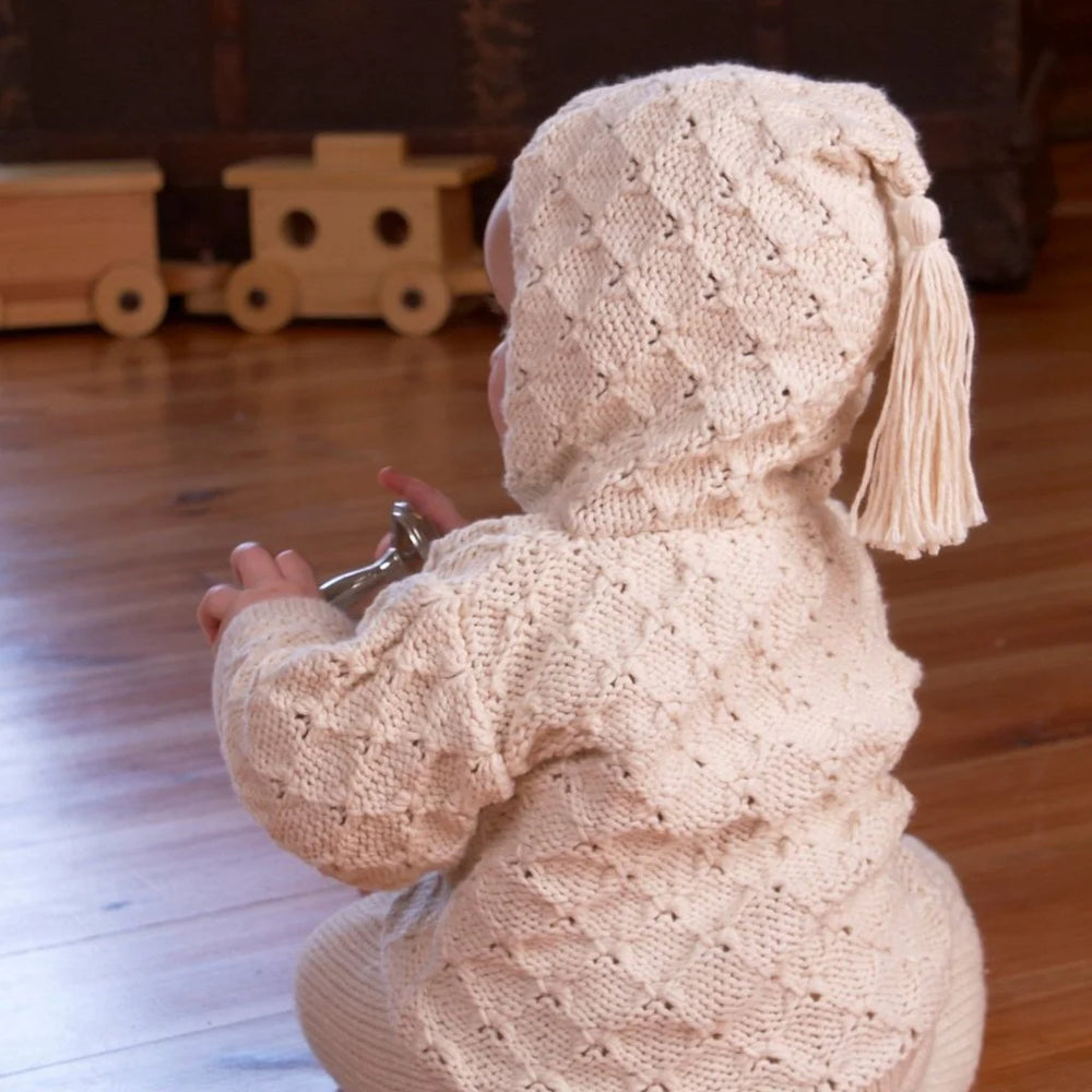 Tassel Cardigan on a baby