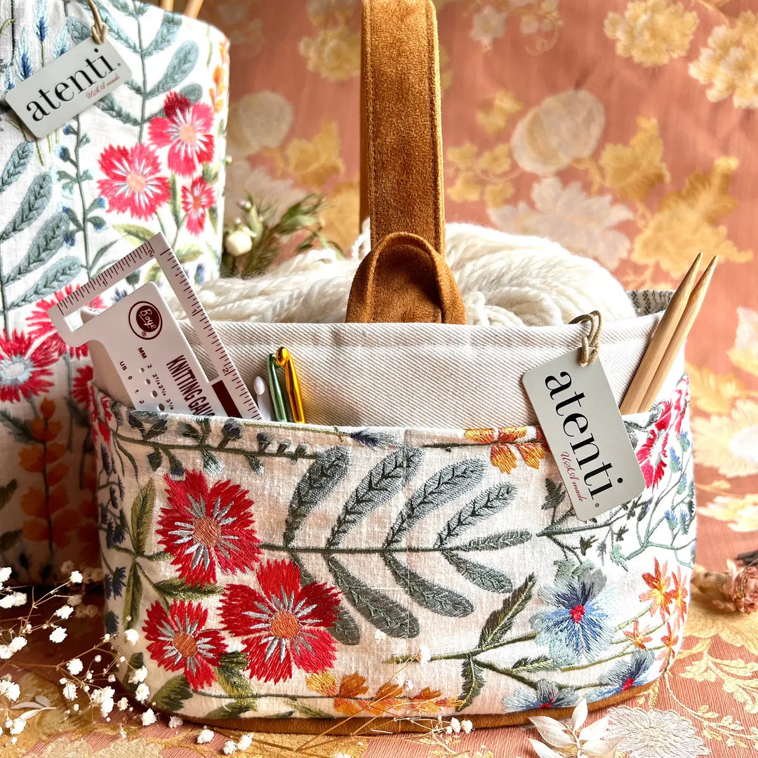 Knitting and Crochet Organizer Project Bag Wildflower Caddy