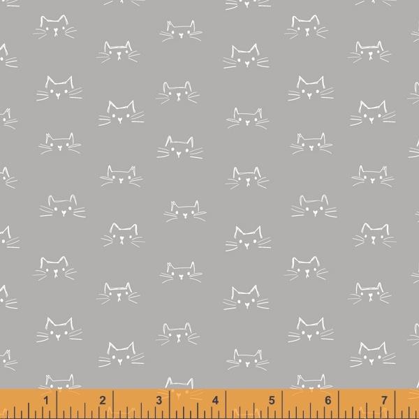 Cat Faces - Grey - 52607-2 - Windham Fabrics