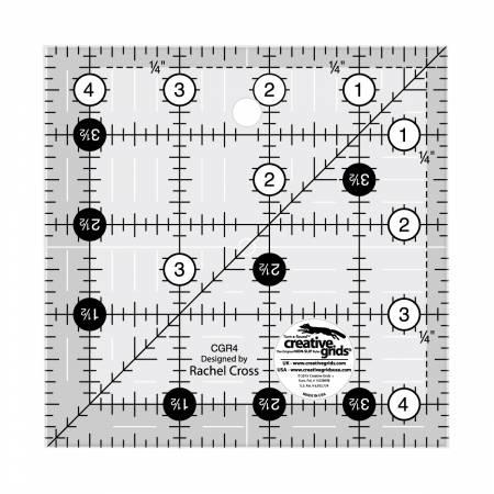 Bloc LOC Half Square Triangle Multiple-Size 3-1/2 Quilting Ruler with Grid Lines for Quilters