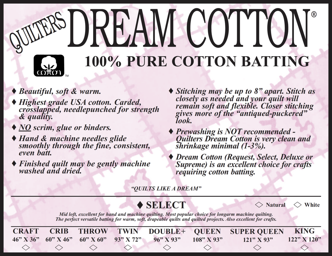 Natural Cotton Select Craft Batting 46 x 36 - N4CF