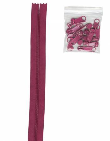 Zipper - 4 yards of 16mm #4.5 Chain & 16 Extra-Large Coordinated Pulls Wild Plum - ZIPYD-258