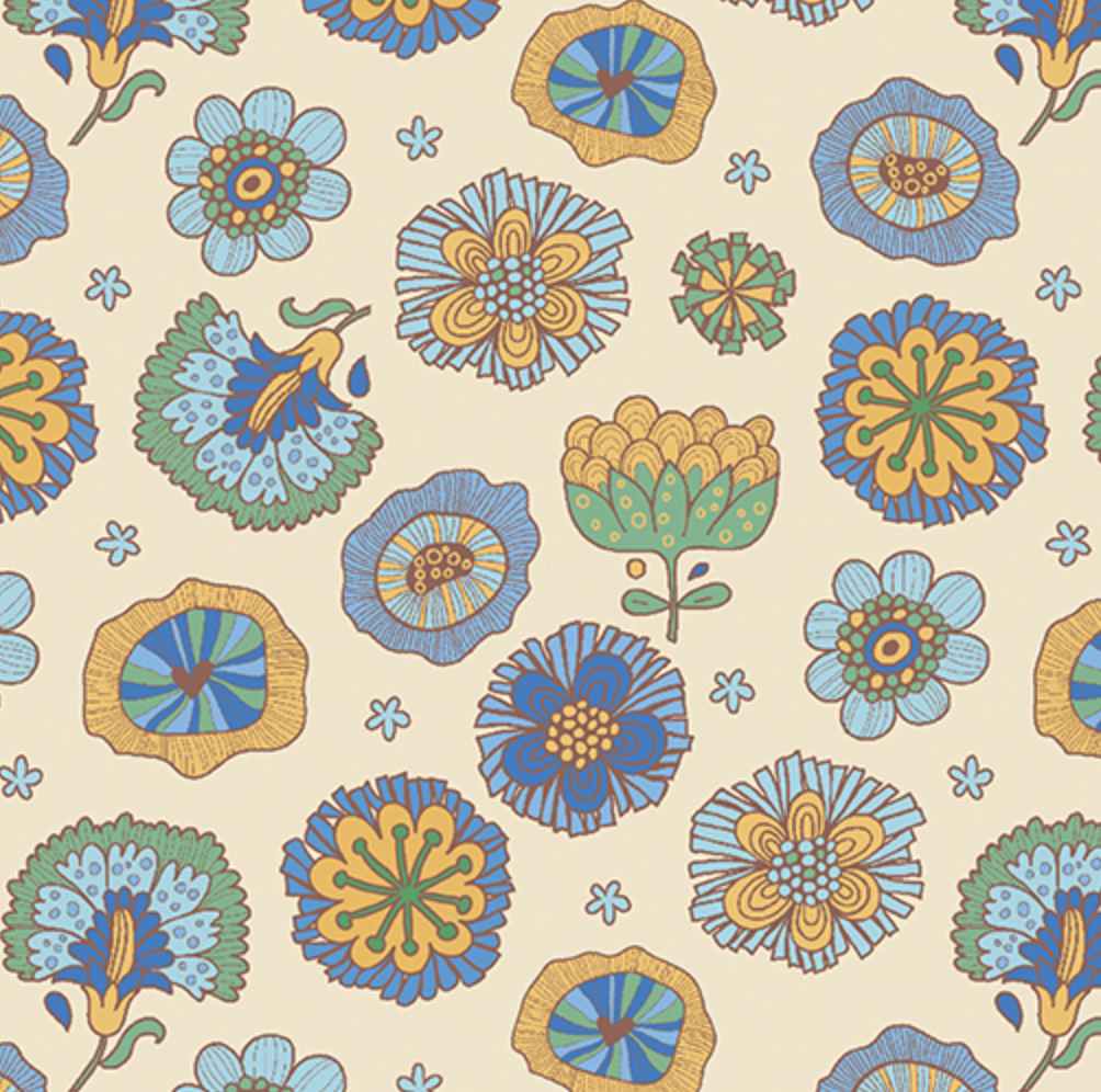 Happy Flower Blue- 1350250B- Benartex Fabric