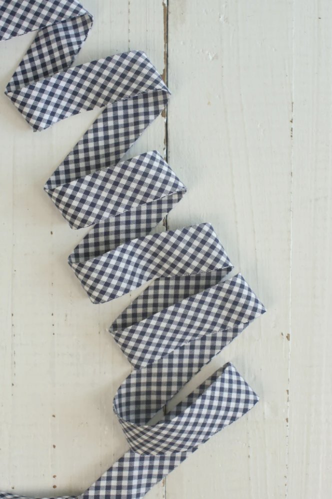 Navy White Gingham Binding