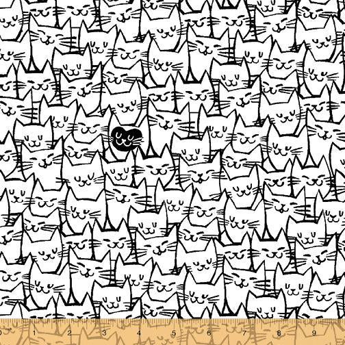 Packed Cats - Black and White - 51120-1 - Windham Fabrics