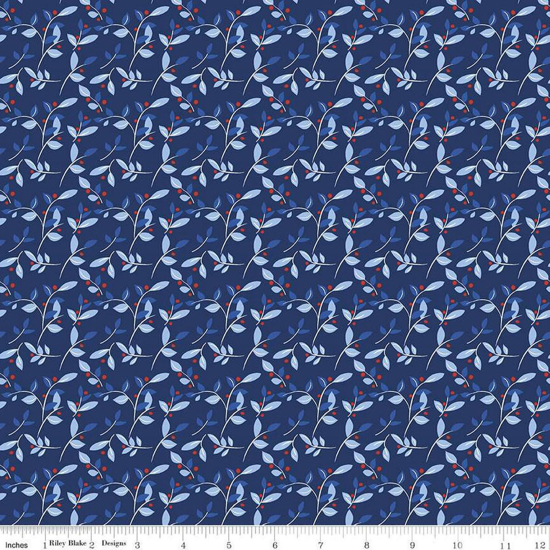 Red White & Bang Leaves - Navy - Navy - C11527-Navy