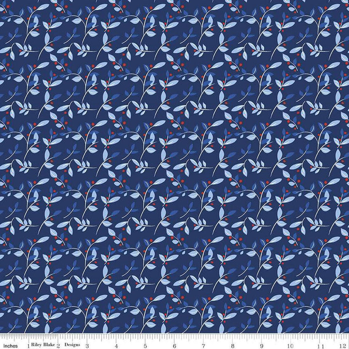 Red White & Bang Leaves - Navy - Navy - C11527-Navy