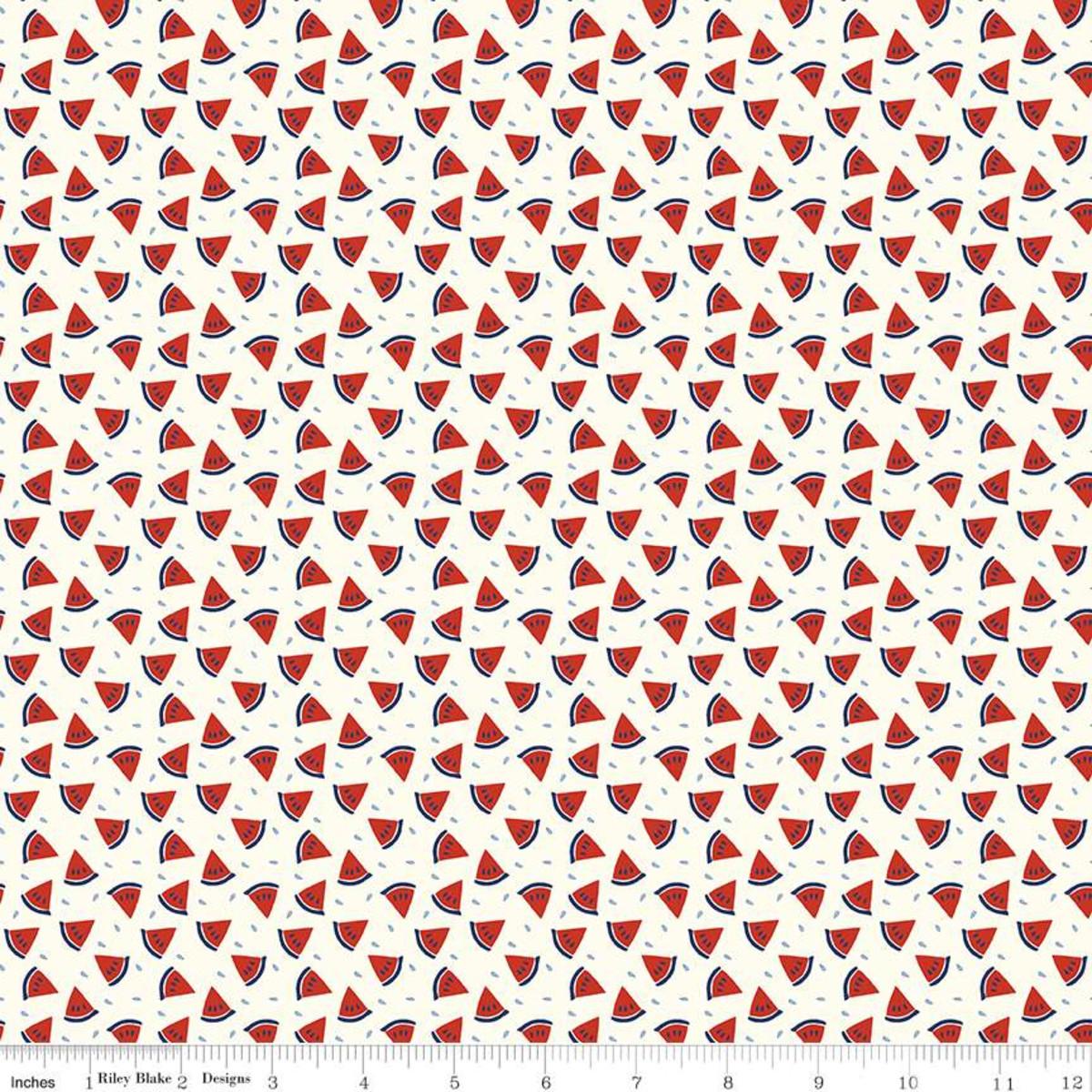 Red White & Bang Watermellon Cream - C11528-Cream - Riley Blake