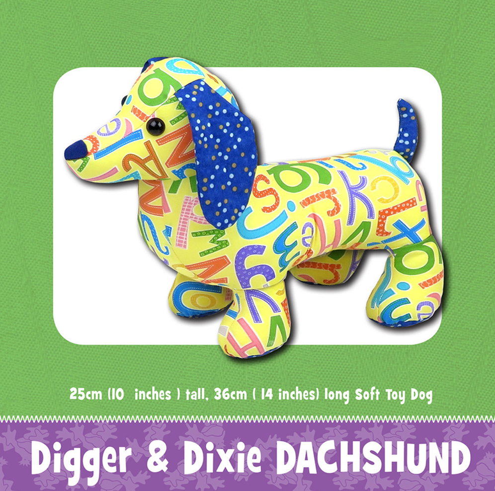 Digger & Dixie Dachshund Soft Toy Sewing Pattern