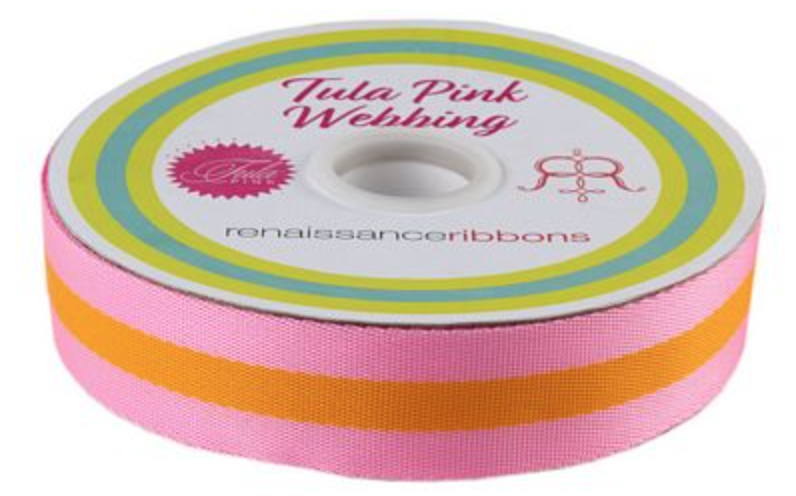 Tula Pink Webbing Pink Orange 1.5" 16yd spool - RRTK9002 - Renaissance Ribbons