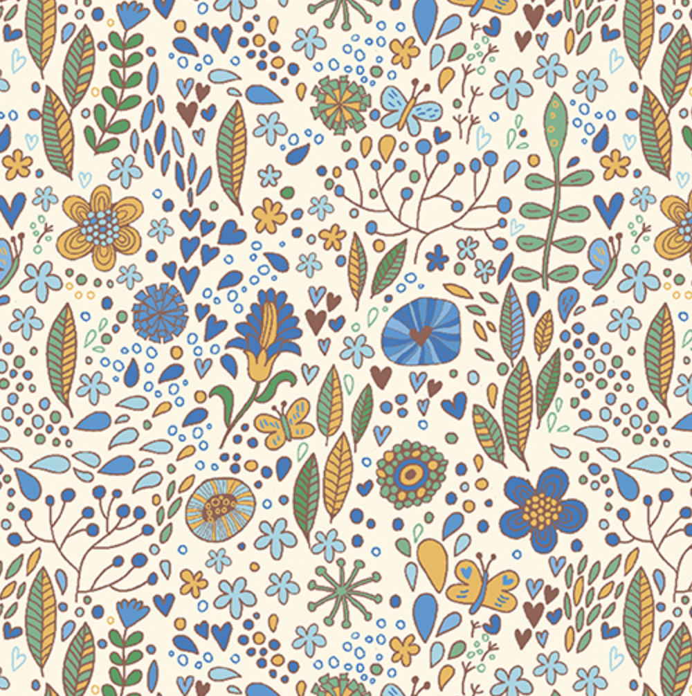 Wildflowers Field Blue- 1350350B- Benartex Fabric